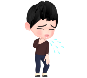 風邪で咳をする男性のイラスト