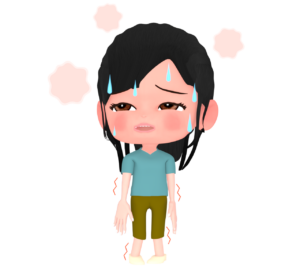 風邪で熱が出た女の子のイラスト