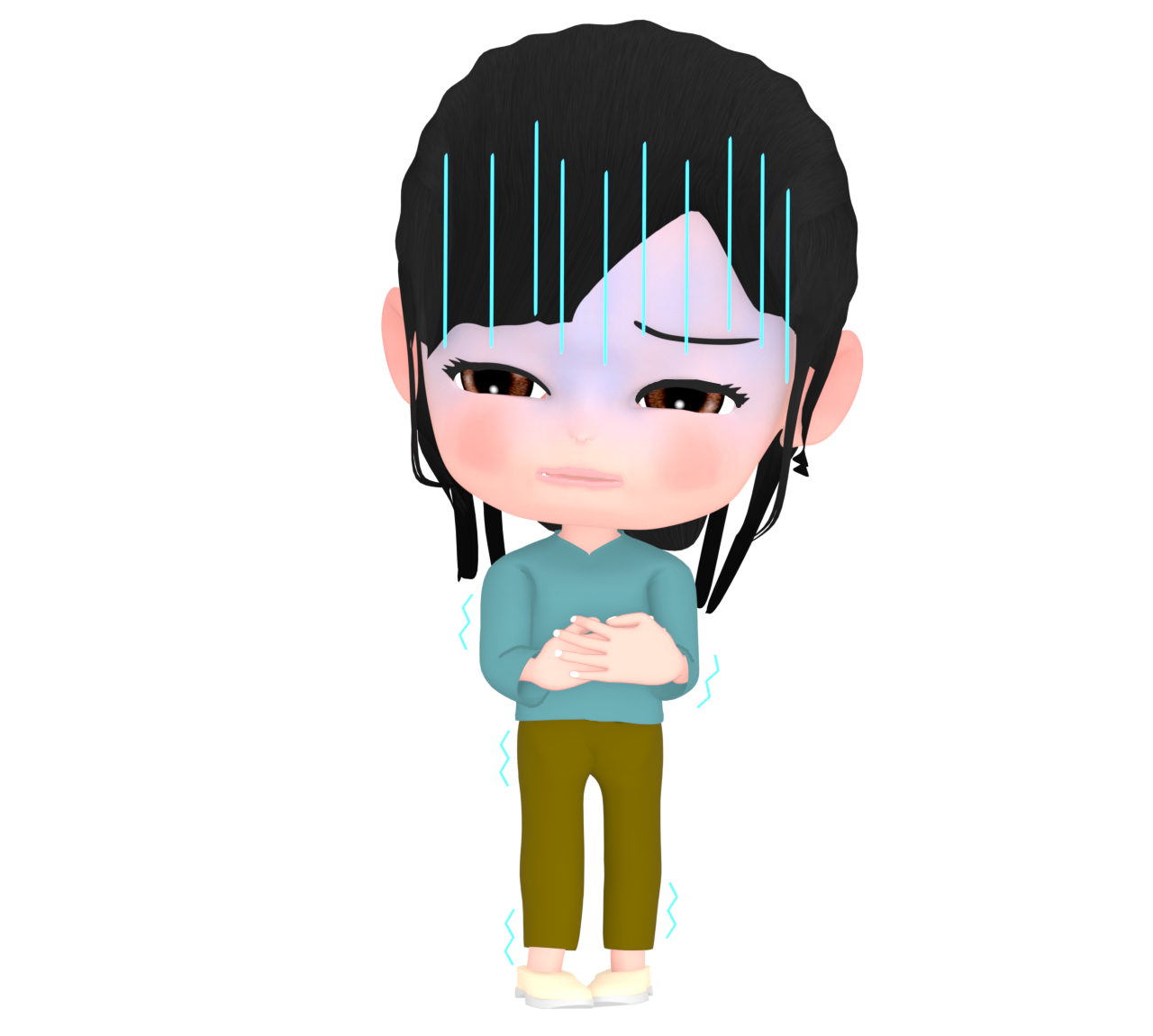 寒くて震える女の子のイラスト