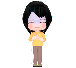 寒くて震える女性のイラスト