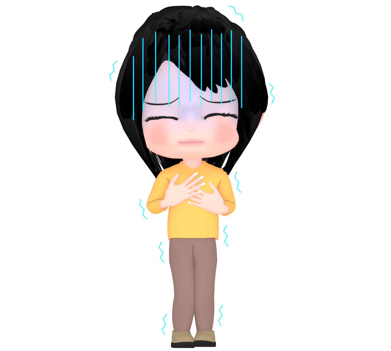 寒くて震える女性のイラスト