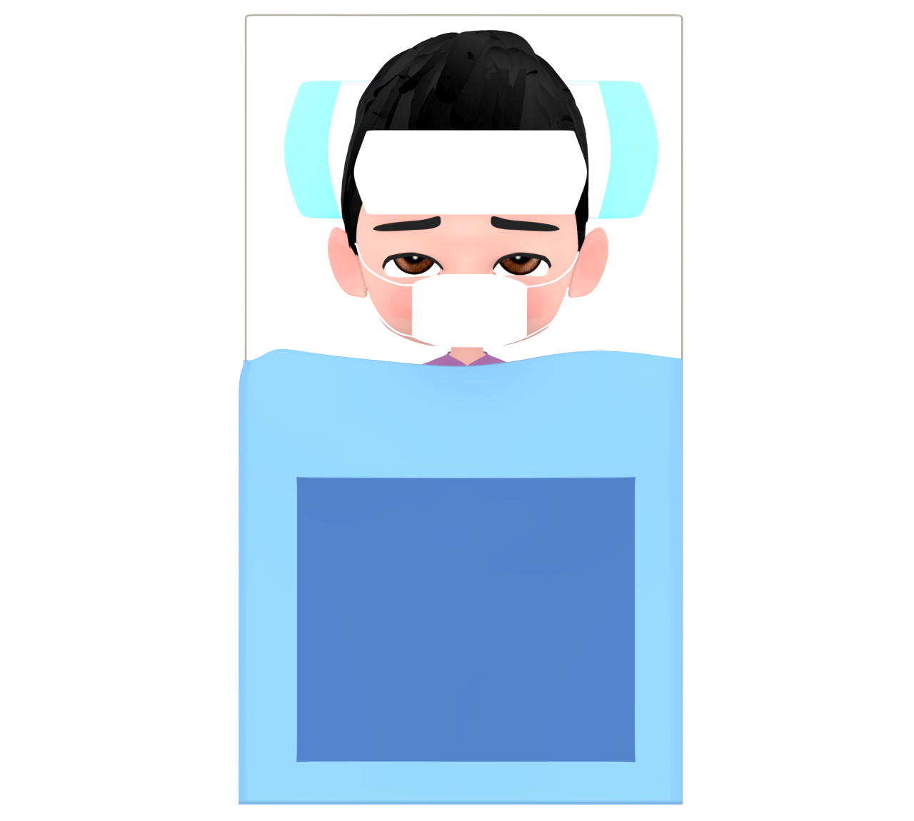 風邪をひいて寝る子供のイラスト