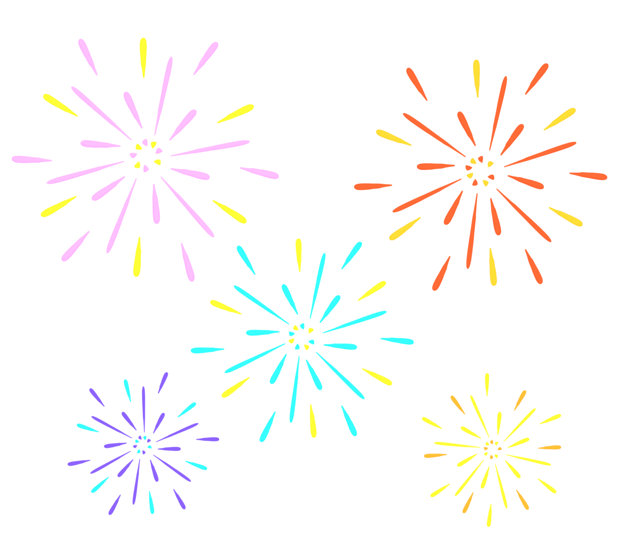 カラフルな打ち上げ花火のイラスト