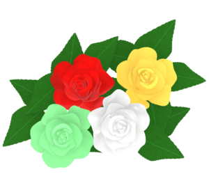 カラフルな薔薇のイラスト