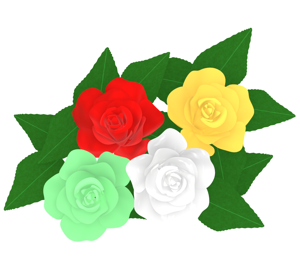 カラフルな薔薇のイラスト