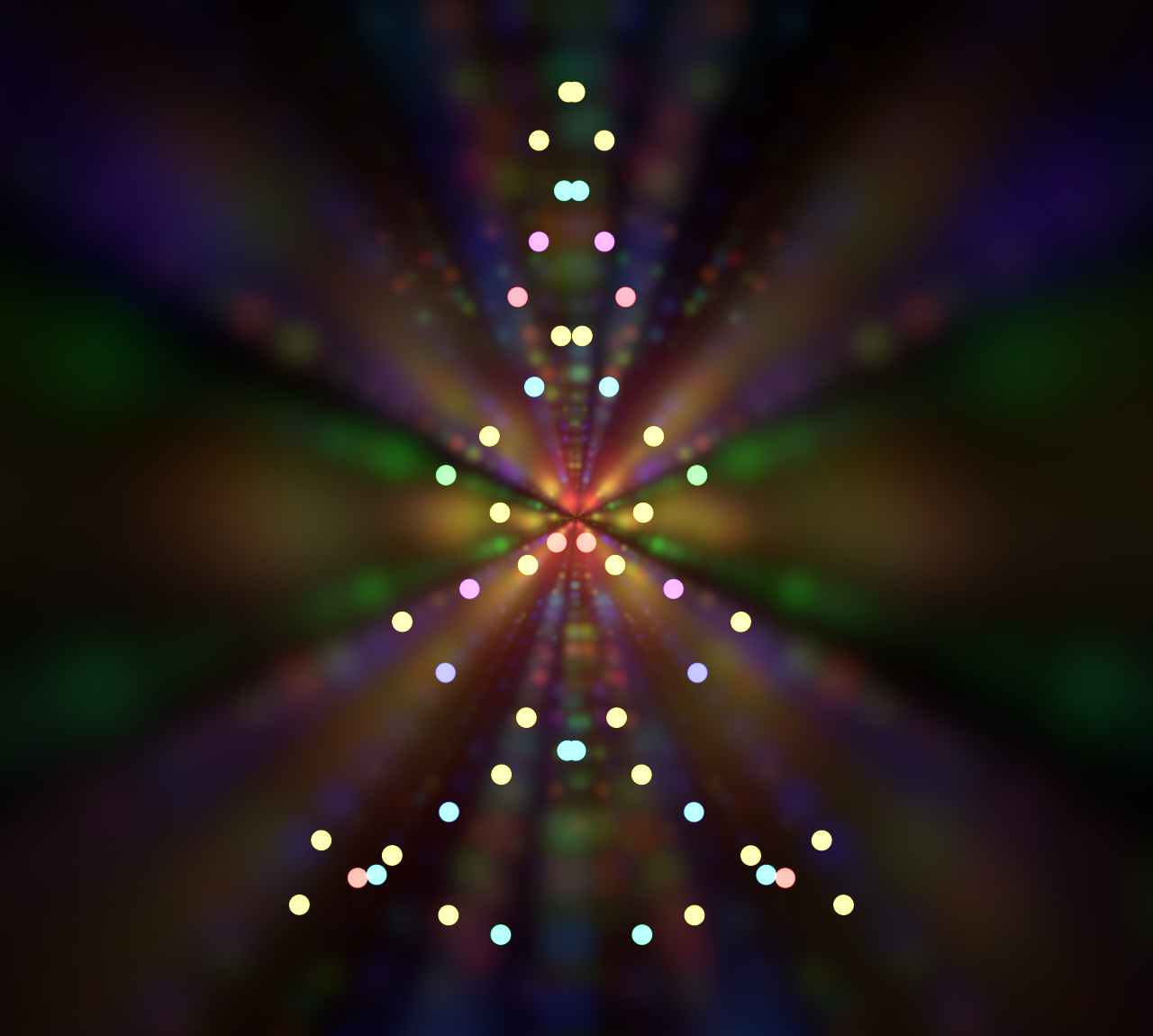 カラフルに輝く幻想的なイルミネーションのイラスト