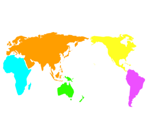 カラフルな世界地図のイラスト