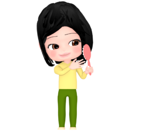 クシで髪をとかすイラスト