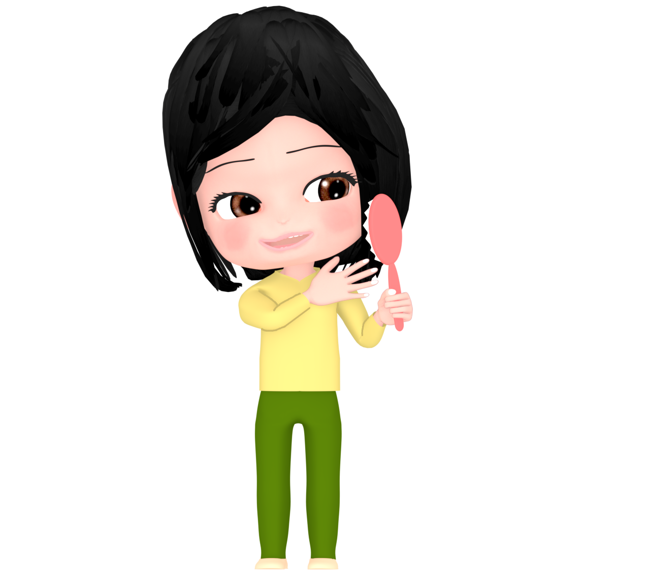 クシで髪をとかすイラスト