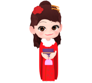 成人式に着物を着た女性のイラスト