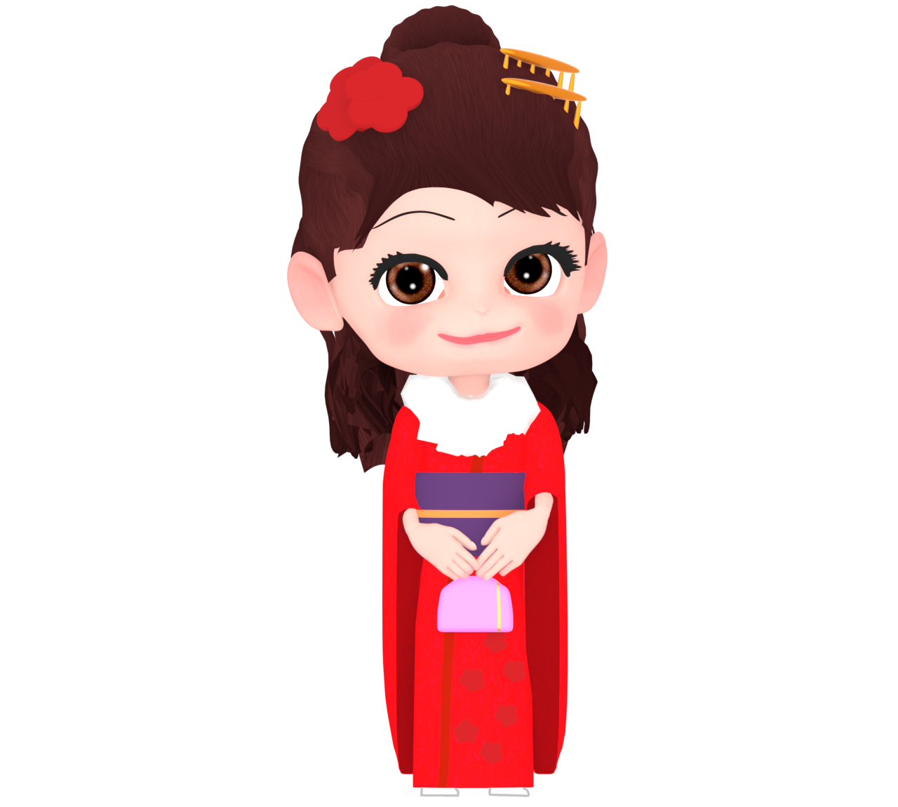 成人式に着物を着た女性のイラスト