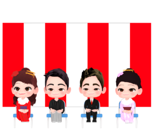 成人の日に椅子に座る新成人のイラスト