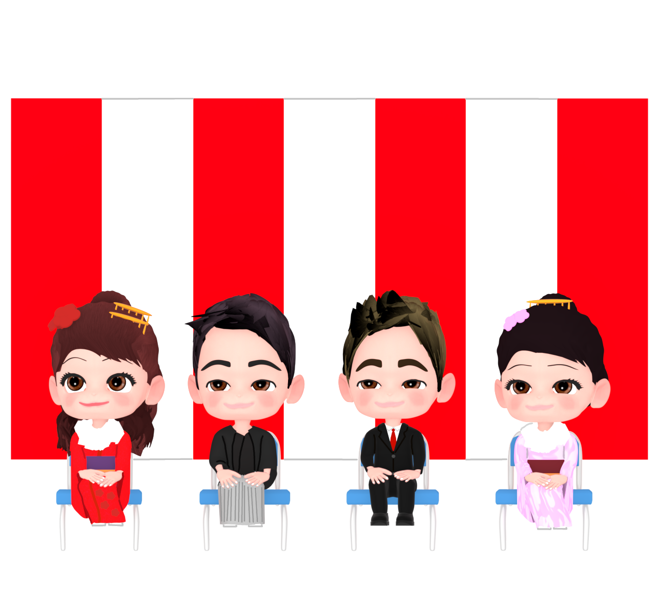 成人の日に椅子に座る新成人のイラスト