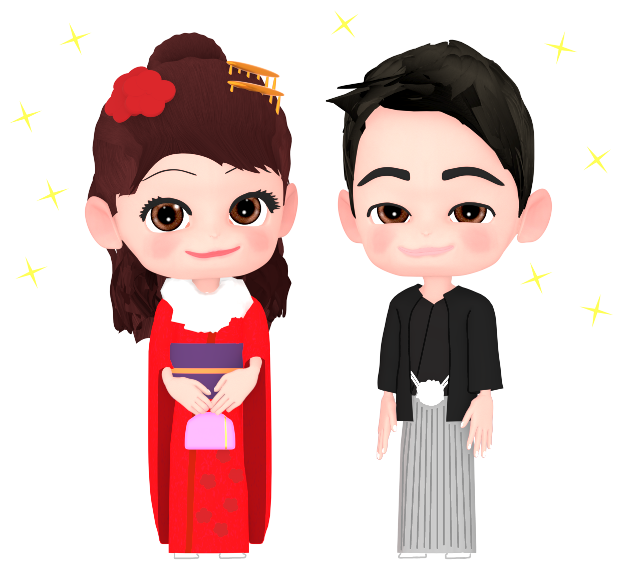 成人の日を迎えた男女のイラスト