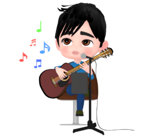 作曲をする男性のイラスト