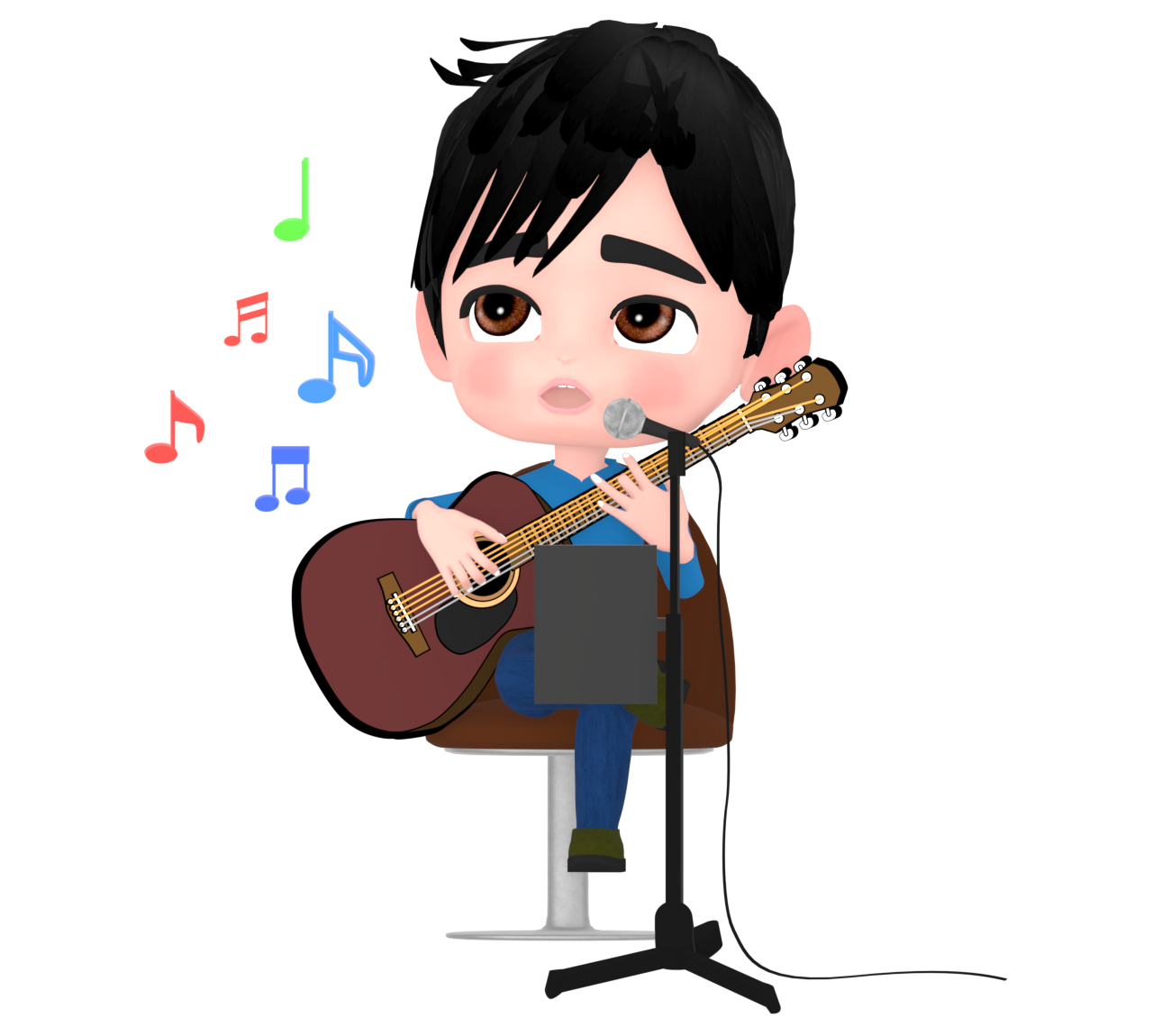 作曲をする男性のイラスト