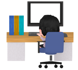 パソコンを使う男の子のイラスト