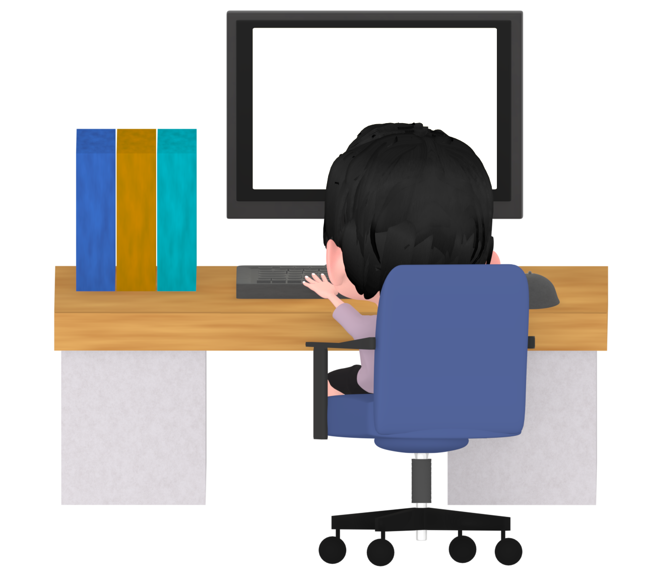 パソコンを使う男の子のイラスト