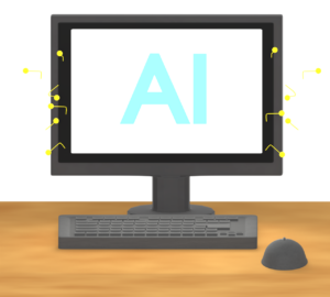コンピューターで学ぶAIのイラスト