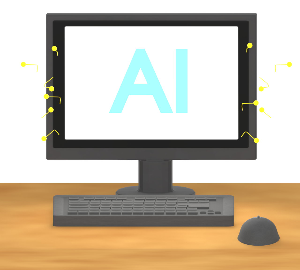 コンピューターで学ぶAIのイラスト