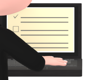 パソコンでタイピングをする人の手のイラスト