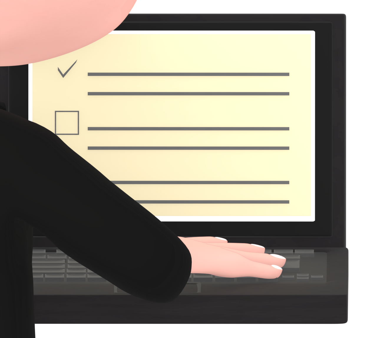 パソコンでタイピングをする人の手のイラスト