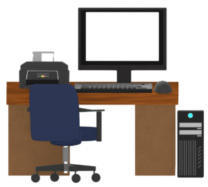 パソコンが置いてある仕事場のイラスト