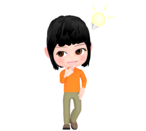 かっこいいポーズで考える女性のイラスト