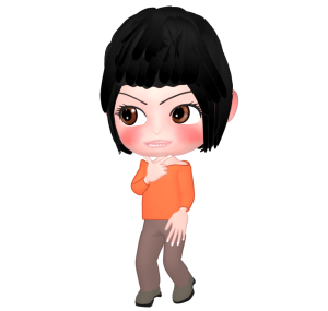 かっこいい顔で考える女性のイラスト