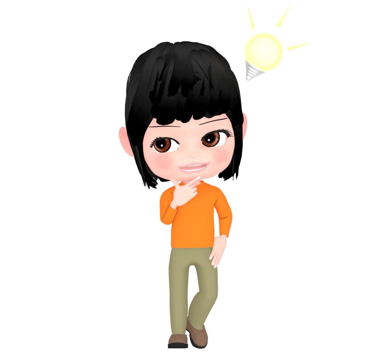 かっこいいポーズで考える女性のイラスト