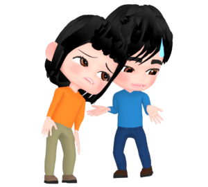 追い詰められる男性と詰め寄る女性のイラスト