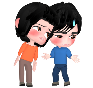追い詰められる男性と詰め寄る女性のイラスト
