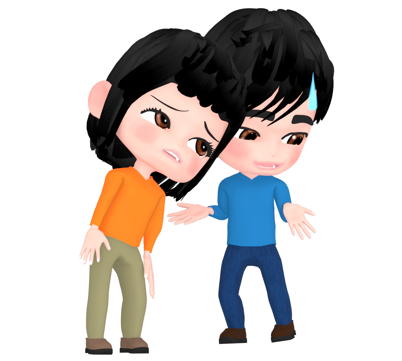追い詰められる男性と詰め寄る女性のイラスト