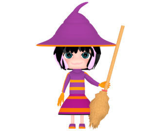 ハロウィンで仮装をする魔法少女のイラスト