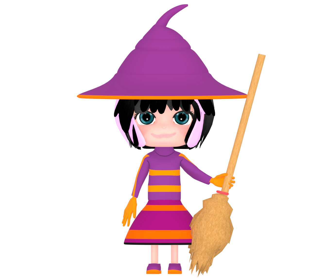 ハロウィンで仮装をする魔法少女のイラスト
