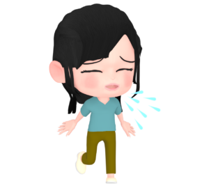 咳をするかわいい女の子のイラスト