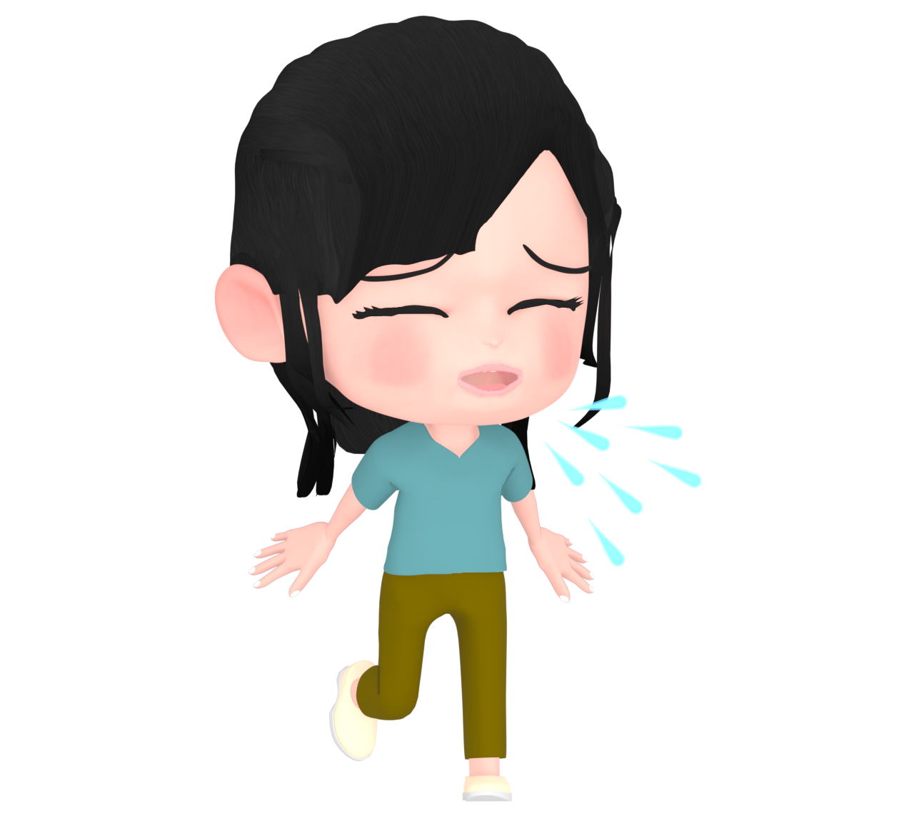 咳をするかわいい女の子のイラスト