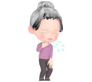 苦しそうに咳をするおばあちゃんのイラスト