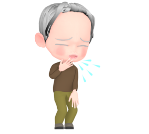 咳をしているおじいちゃんのイラスト