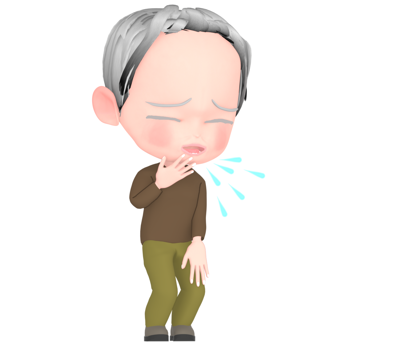 咳をしているおじいちゃんのイラスト