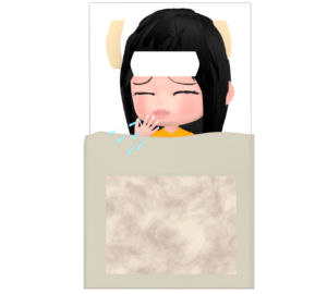 咳で寝られない女性のイラスト