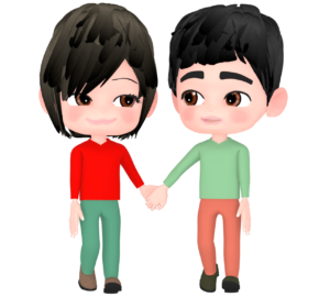 手を繋ぐカップルのイラスト