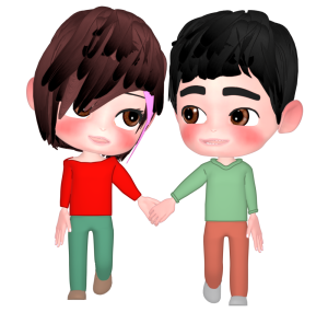 手を繋ぐカップルのイラスト