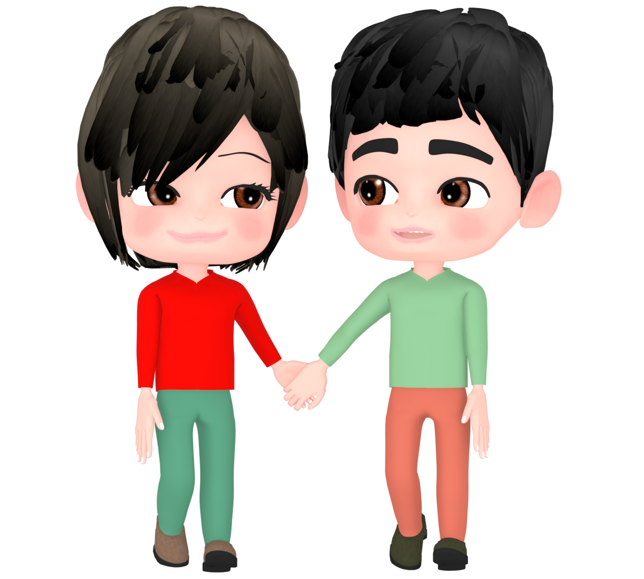 手を繋ぐカップルのイラスト