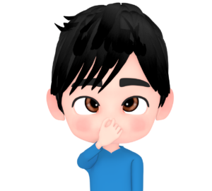 鼻をつまんで寄り目になる男性のイラスト
