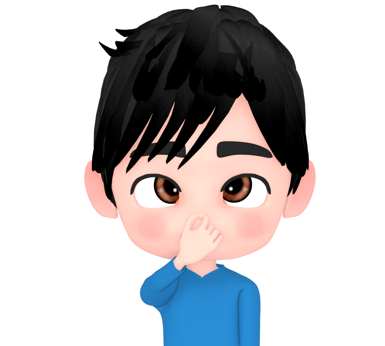 鼻をつまんで寄り目になる男性のイラスト