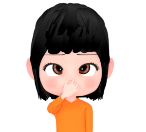 寄り目で鼻を摘む女性のイラスト