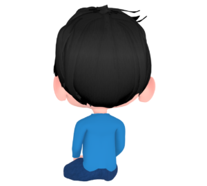 胡座をかく男性の後ろ姿のイラスト