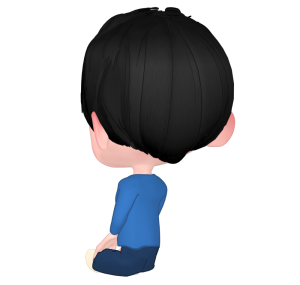胡座をかく男性の後ろ姿のイラスト