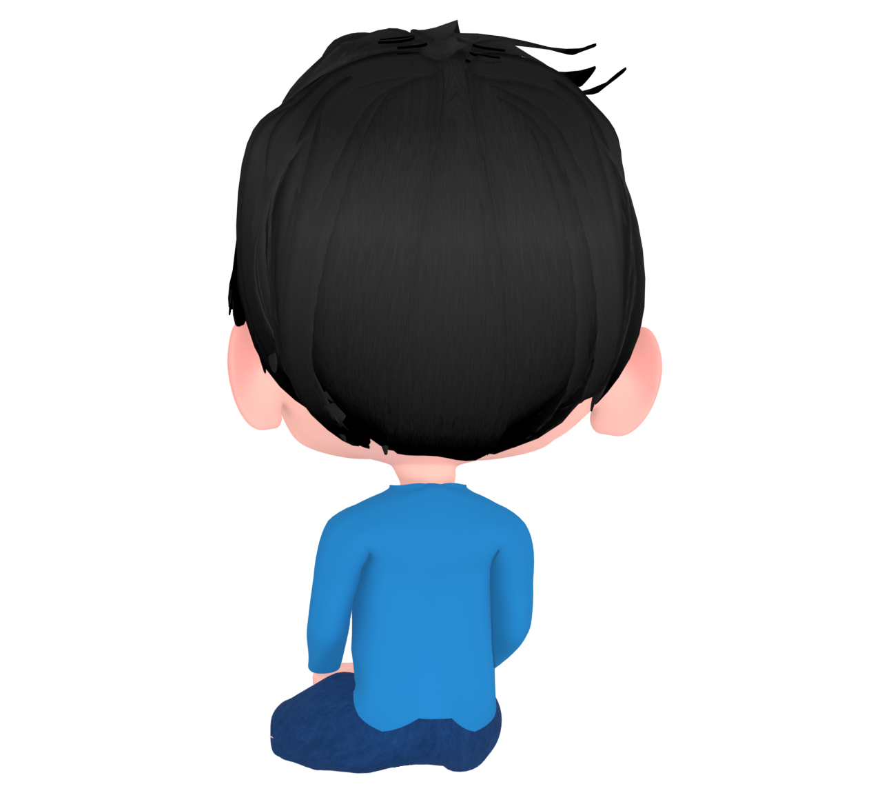 胡座をかく男性の後ろ姿のイラスト